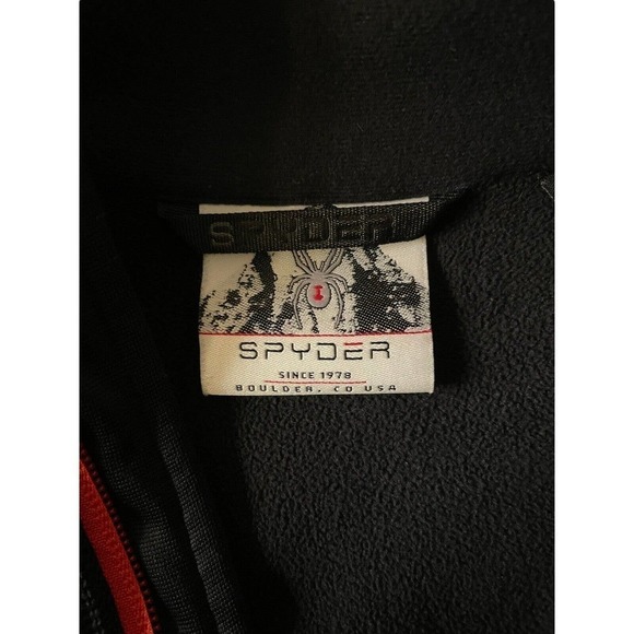 Spyder Men's 1/4 Zip Pullover, Heavyweight Black and Orange Waffle Knit Large - Picture 8 of 10